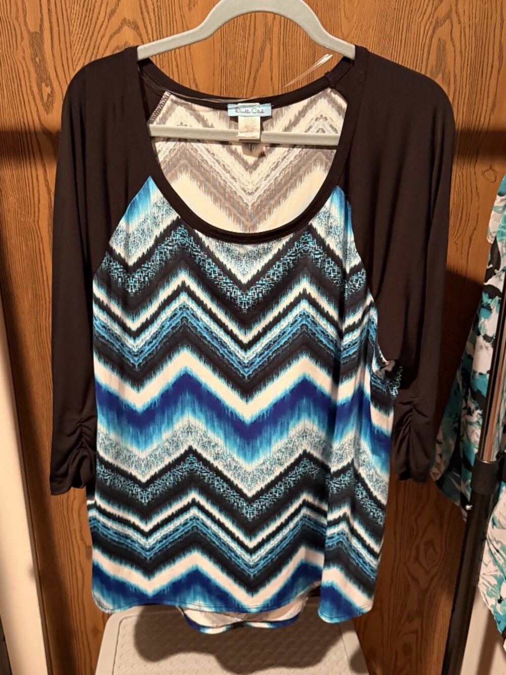 Double Click 3X Blue Black Animal Print Tunic
